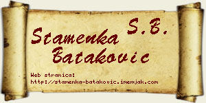 Stamenka Bataković vizit kartica